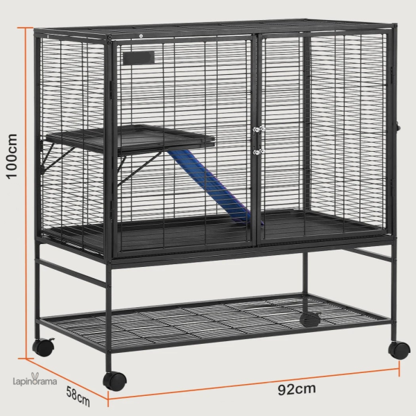 Cage à lapin avec deux niveaux pour un jeu optimal