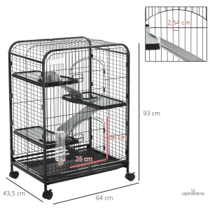 Habitat confortable pour lapin en trois niveaux