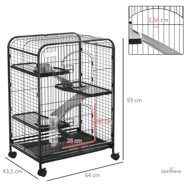 Habitat confortable pour lapin en trois niveaux