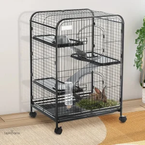 Cage multi-niveaux pour lapin, design pratique