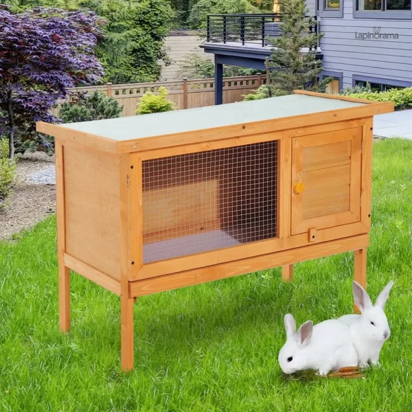 Maison en bois pour lapins, espace sécurisé