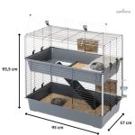 Habitat spacieux pour lapins avec deux niveaux d'accès