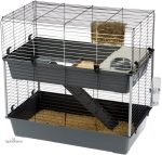 Cage à deux niveaux pour lapins offrant un environnement agréable