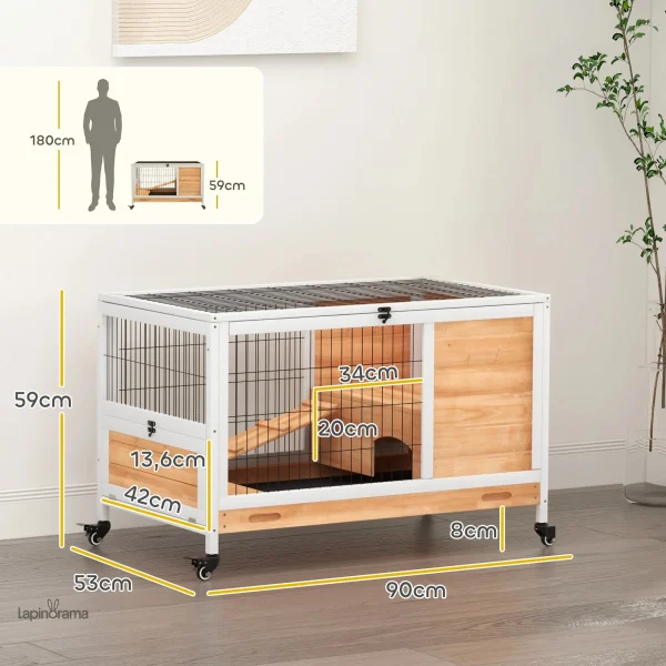 Cage à lapin spacieuse avec espace de vie vertical
