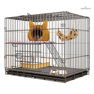 Cage pour lapins à deux niveaux, design fonctionnel