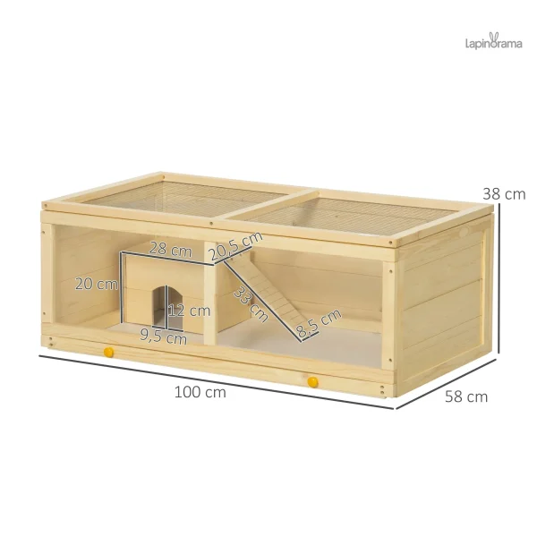 Habitat en plexiglas pour lapins, idéal pour les petits rongeurs