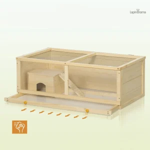 Cage durable pour lapin, offrant une visibilité optimale