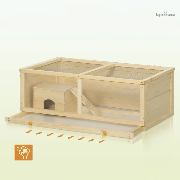 Cage durable pour lapin, offrant une visibilité optimale