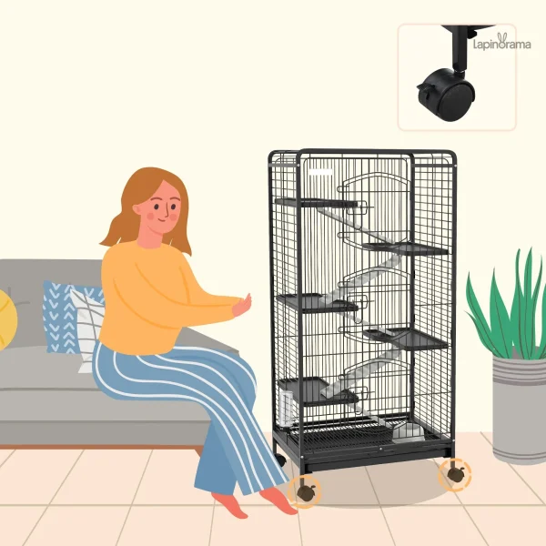 Cage spacieuse pour lapins, 6 niveaux pour un espace de vie enrichi