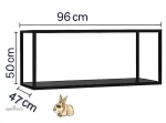 Vitrine pour lapins avec espace de jeu intégré