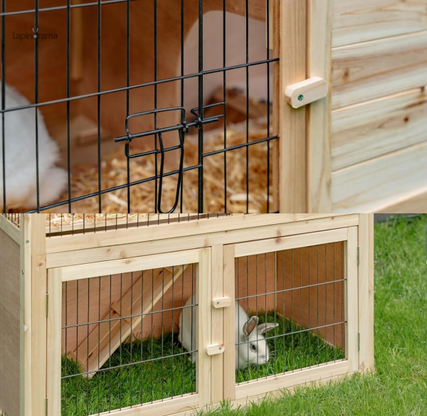 Clapier double pour lapins, idéal pour le jardin
