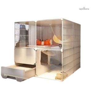 Clapier pour 4 lapins, espace de vie sécurisé et confortable