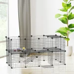 Clapier à deux niveaux pour lapins, design pratique et fonctionnel