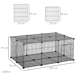 Espace sécurisé pour lapins, 6 cases en béton
