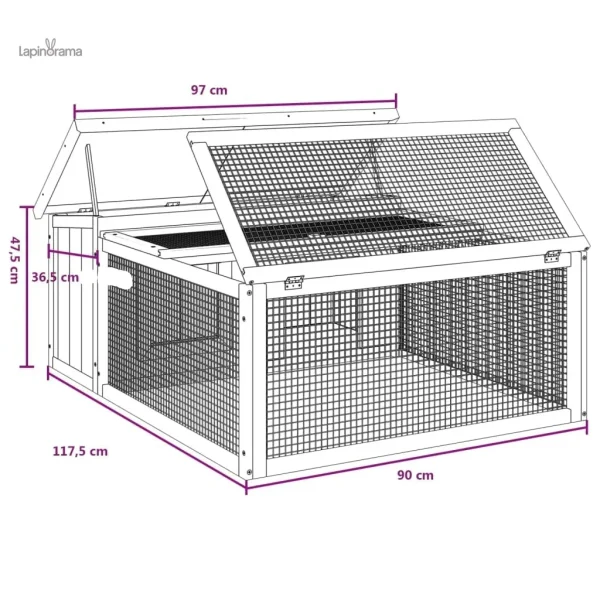 Clapier lapin en bois, design pratique et fonctionnel