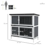 Clapier extérieur pour lapins avec espace double
