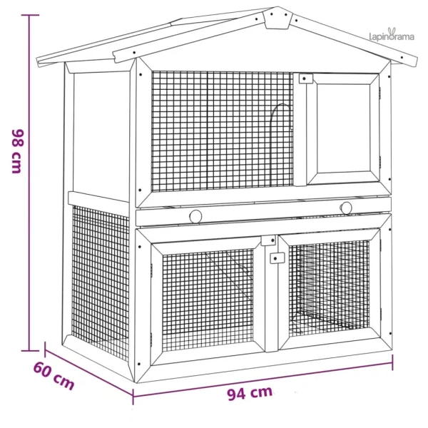 Clapier pour lapin avec deux étagères pour un confort optimal