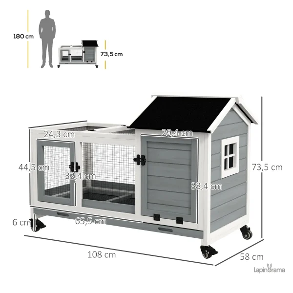Cage pour lapin nain, design pratique et fonctionnel