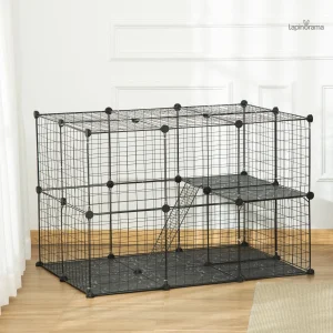 Clapier à plusieurs niveaux pour lapins avec rampes