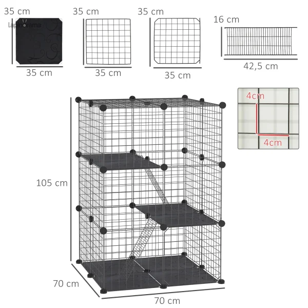 Habitat sécurisé pour lapins avec 6 compartiments