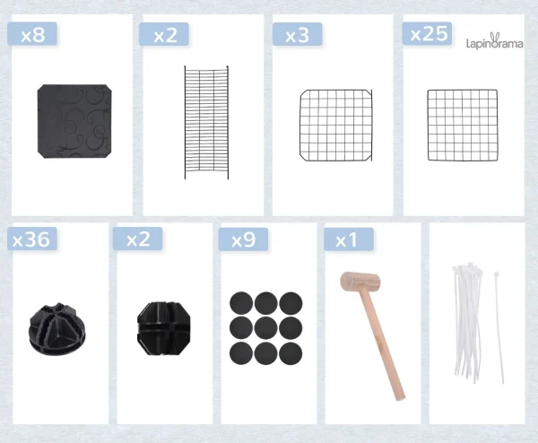 Espace de vie adapté pour lapins avec 6 cases rampes