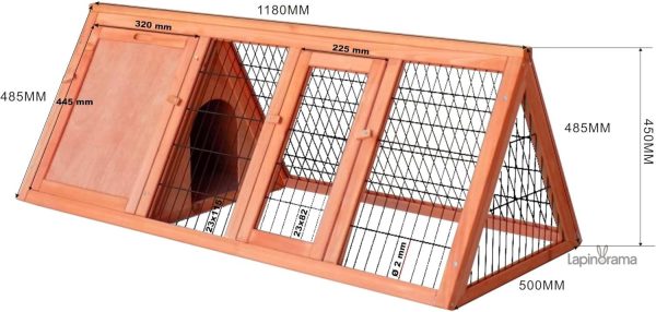 Clapier pour lapins avec design en triangle, espace de vie optimal