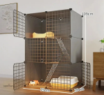 Habitat pour lapins à trois niveaux, espace de jeu inclus