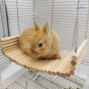 Hamac en bois avec design lapin pour les animaux
