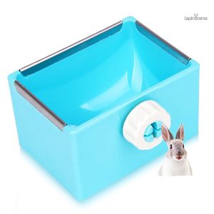 Mangeoire pour lapin bleu, design fonctionnel et pratique
