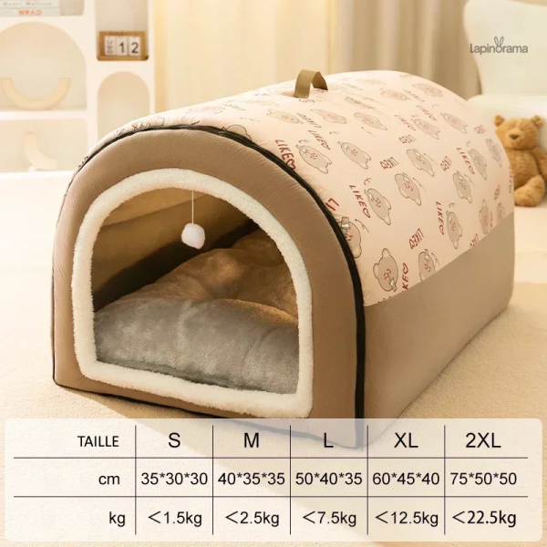 Niche intérieure pour lapin, design pratique et fonctionnel