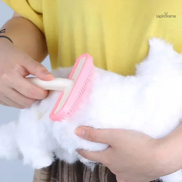 Peigne ergonomique pour le soin du pelage des lapins